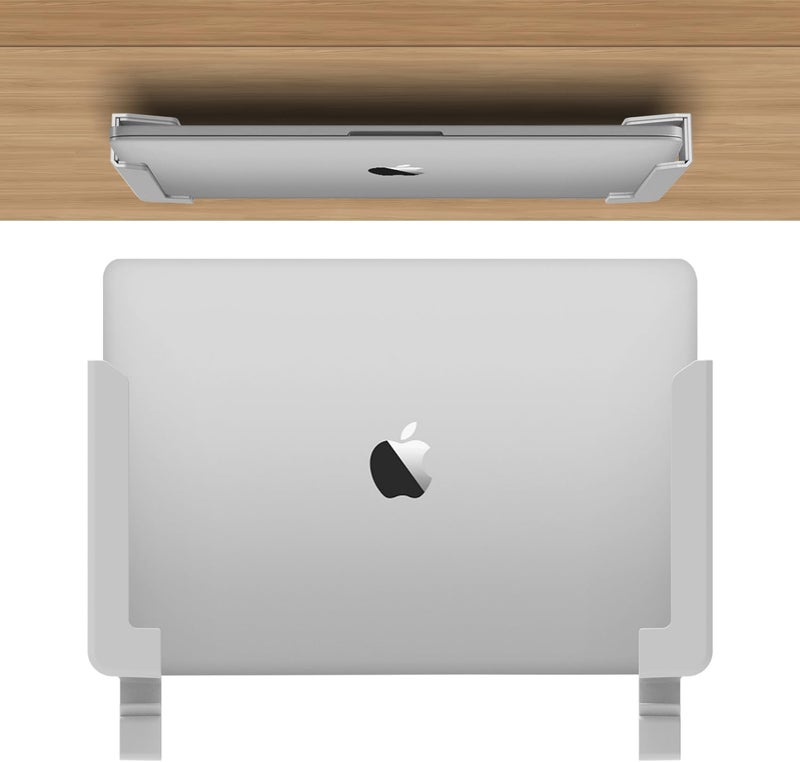 IFCASE Wall, Under Desk Laptop Mount for MacBooks, Surface, Tablets with Cable Holder, Adhesive & Screws in, Anti-Scratch Pads - 24/26/29/31mm Thick (Gray) - Image 1